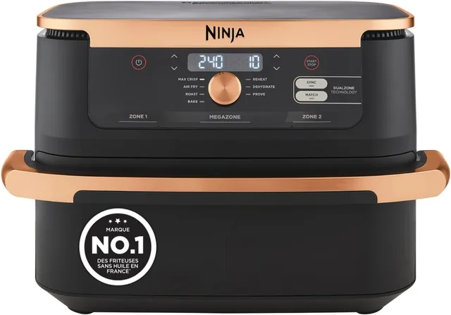 Vue principale de Ninja Foodi FlexDrawer AF500EUCP – Friteuse sans huile 10,4 L à 2 zones