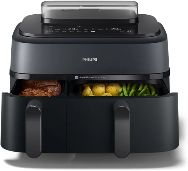 Vue principale de Philips Airfryer Série 5000 – Double panier 9 L avec vapeur